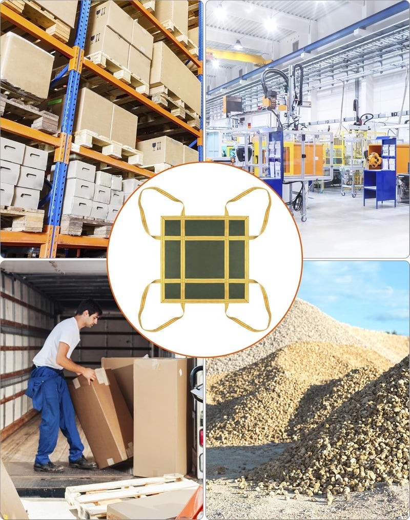 QWORK Heavy-Duty Canvas Cargo Lifting Pad Net - 3.28ft x 3.28ft Reinforced Handle Lifting Net for Construction, Logistics, and Transport, 2645lbs Load Capacity, Non-Slip Material - Image 5